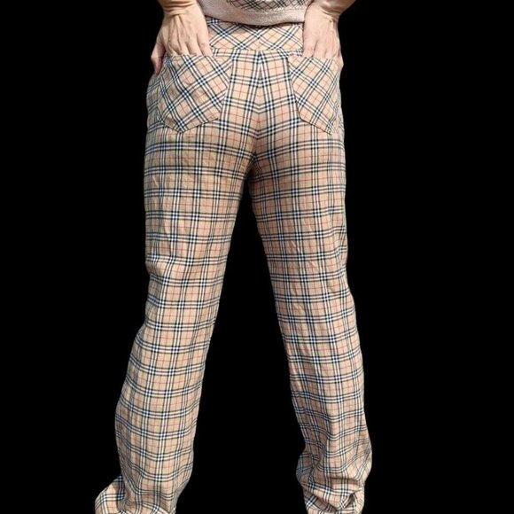 Vintage Burberrys of London Blue Label Nova Check Plaid Pants Women's Size 36 M - Picture 4 of 9